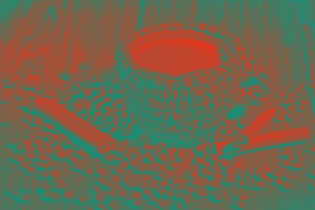 Natural arabica coffee beans close-up macro in pop art style in red turquoise colors.の写真素材