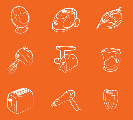 white home electronics iconsのイラスト素材