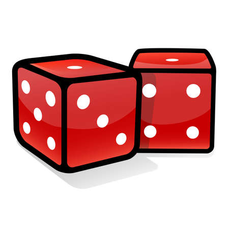 two red dices, on white backgroundのイラスト素材