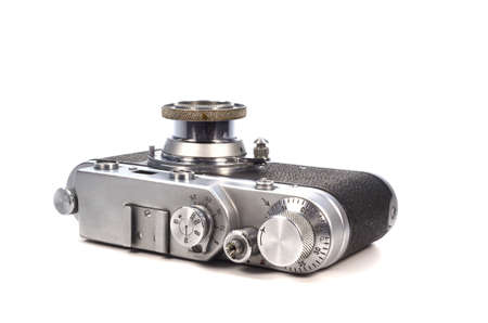 Old film camera isolated on white background.の写真素材