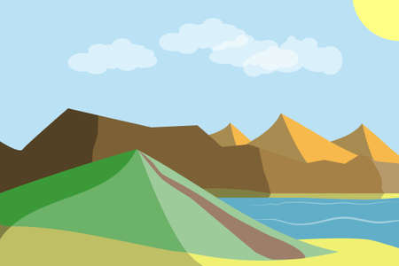 landscape and three pyramidのイラスト素材