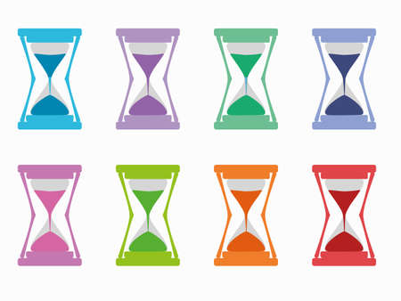 set of colorful hourglass on a white background