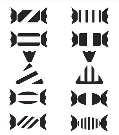 Simple black and white candy iconsのイラスト素材