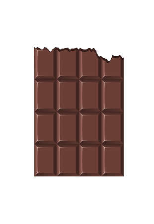 chocolate bar bitten on white backgroundのイラスト素材