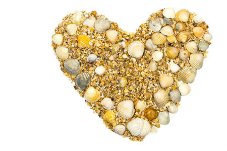 heart for Valentine's day made with your own hands from sea shellsの写真素材