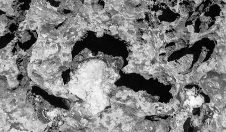 the rocky seashore in the form of rocks and depressions, against the background of the rock, as an...