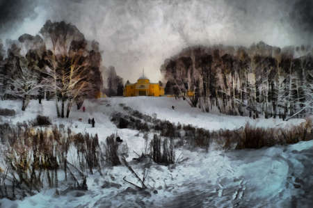 oil painting view of the noble estateの写真素材