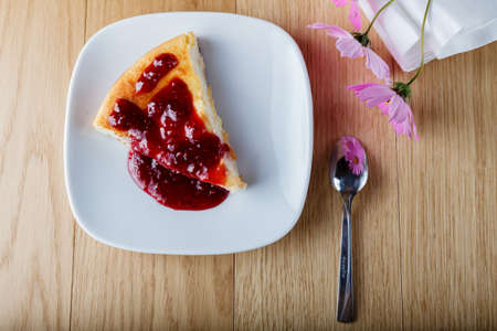 cottage cheese casserole with raspberry jamの写真素材