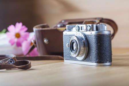 old camera on a table