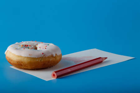 Donut with painted heartの写真素材