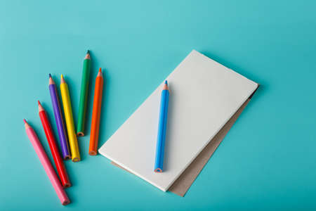 Artistic sketchbook and color pensの写真素材