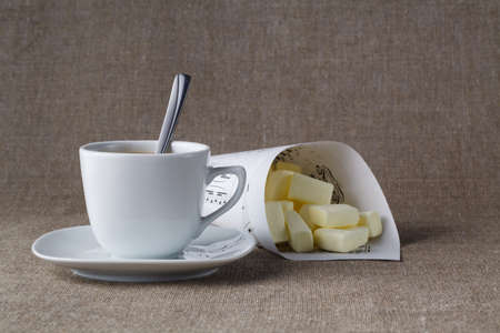 Breakfast concept. Marhmallow and flowersの写真素材