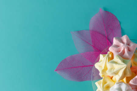 Decoration idea for kid. Sweet meringue, light and deliciousの写真素材