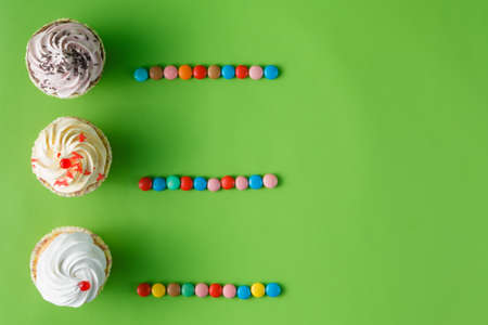 Menu decoration concept. Colored sweets text bulletsの写真素材