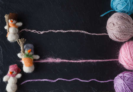 Home hobby for winter concept. Chalk boart with snowman