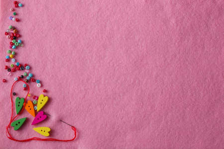 Greeting card with needlework symbols. Copy spaceの写真素材