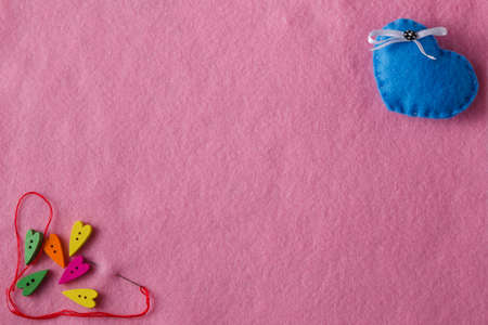 Invitaton card with needlework symbols. Heart and copy spaceの写真素材