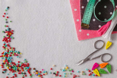 Promotional place with leisure needlework symbol. Female Craft conceptの写真素材