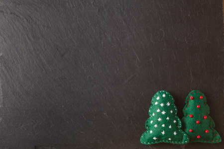 Slate board for message with soft felted toysの写真素材