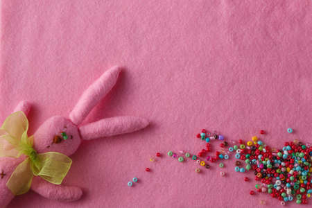 Invitation card with needlework symbols. Copy spaceの写真素材