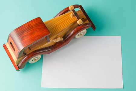 Retro car toy with place to text messagesの写真素材