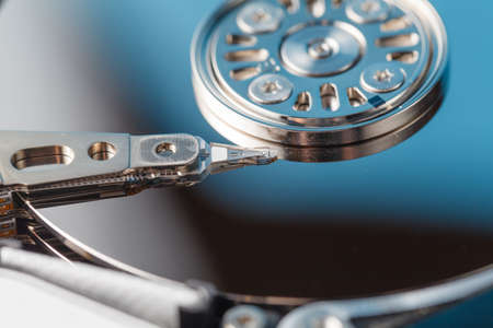 Data available concept. Hard disk driver open closeup viewの写真素材