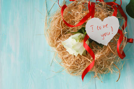 roses in a bird nest
