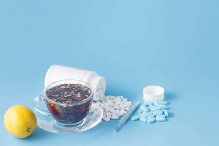 natural against chemical, Tea and lemon - rugs and pillsの写真素材