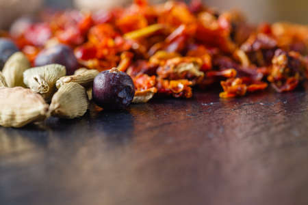 Asian Spices piled on slateの写真素材