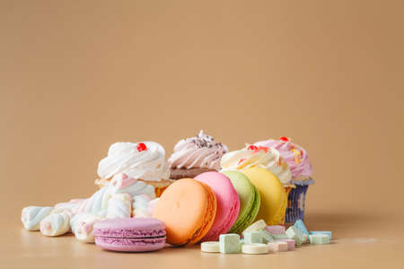 Colourful french macaroons of retro-vintage.の写真素材