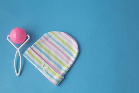 top view fashion trendy look of baby clothes, baby fashion concept