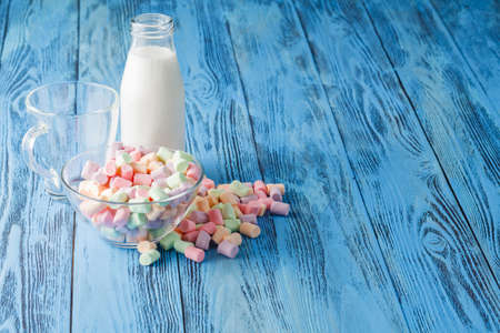 fresh milk with sweet marshmallowの写真素材