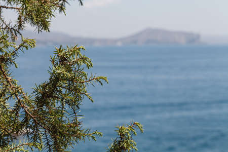 Secluded beach with turquoise sea waterの写真素材