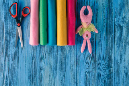 Several different colorful fabric rollsの写真素材