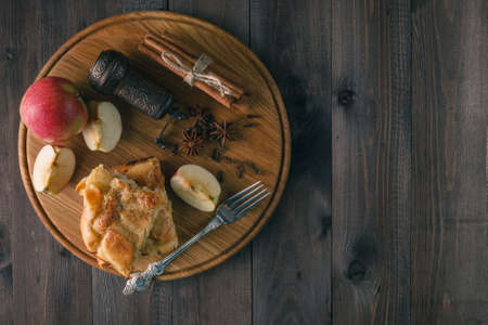 Apple Tart. Puff pastry and cinnamon With Copy Spaceの写真素材
