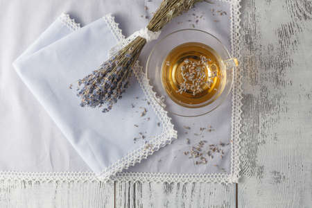 Tea with lavender flowersの写真素材