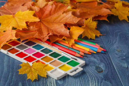 Autumn desktop student, back to schoolの写真素材