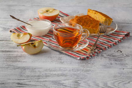 Pumpkin tart on rustic background,の写真素材
