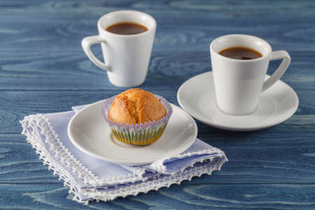 Fresh muffins on the table.の写真素材