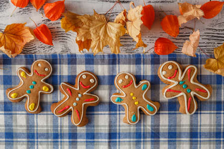 Row of homemade gingerbread men