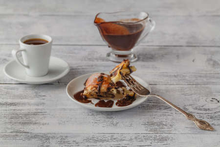 Dark chocolate cake on plateの写真素材