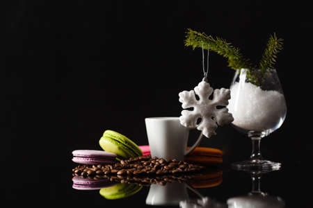 colorful macaroons with christmas ddecorationの写真素材