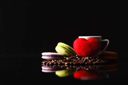 cup of cappuccino with coffee bean and heart