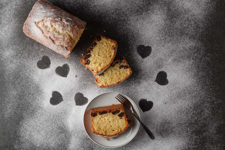 Heart shaped and cake. Stolen love.の写真素材