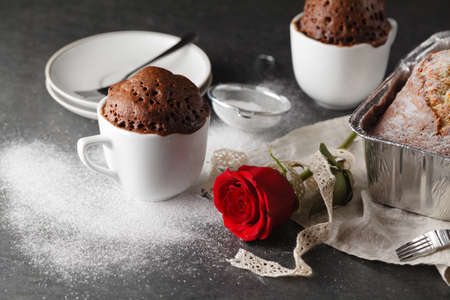 Valentine's setting  and coffee. Selective focusの写真素材