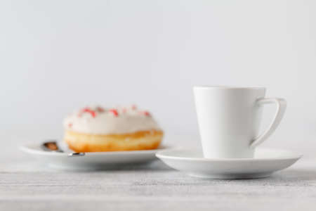 Food present for valentines day. Donut and coffeeの写真素材