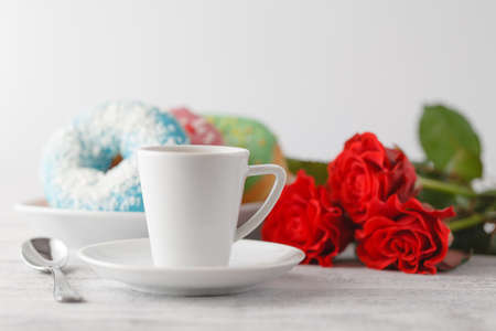 Small breakfast gift from husband on valentines dayの写真素材