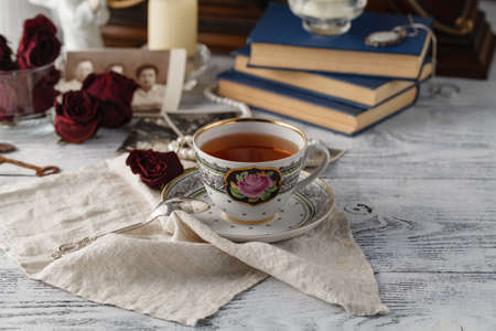 Family memories with cup of teaの写真素材