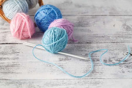 clew of natural wool, hobby conceptの写真素材