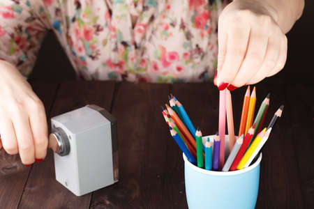 Choose one pencil from many different otherの写真素材